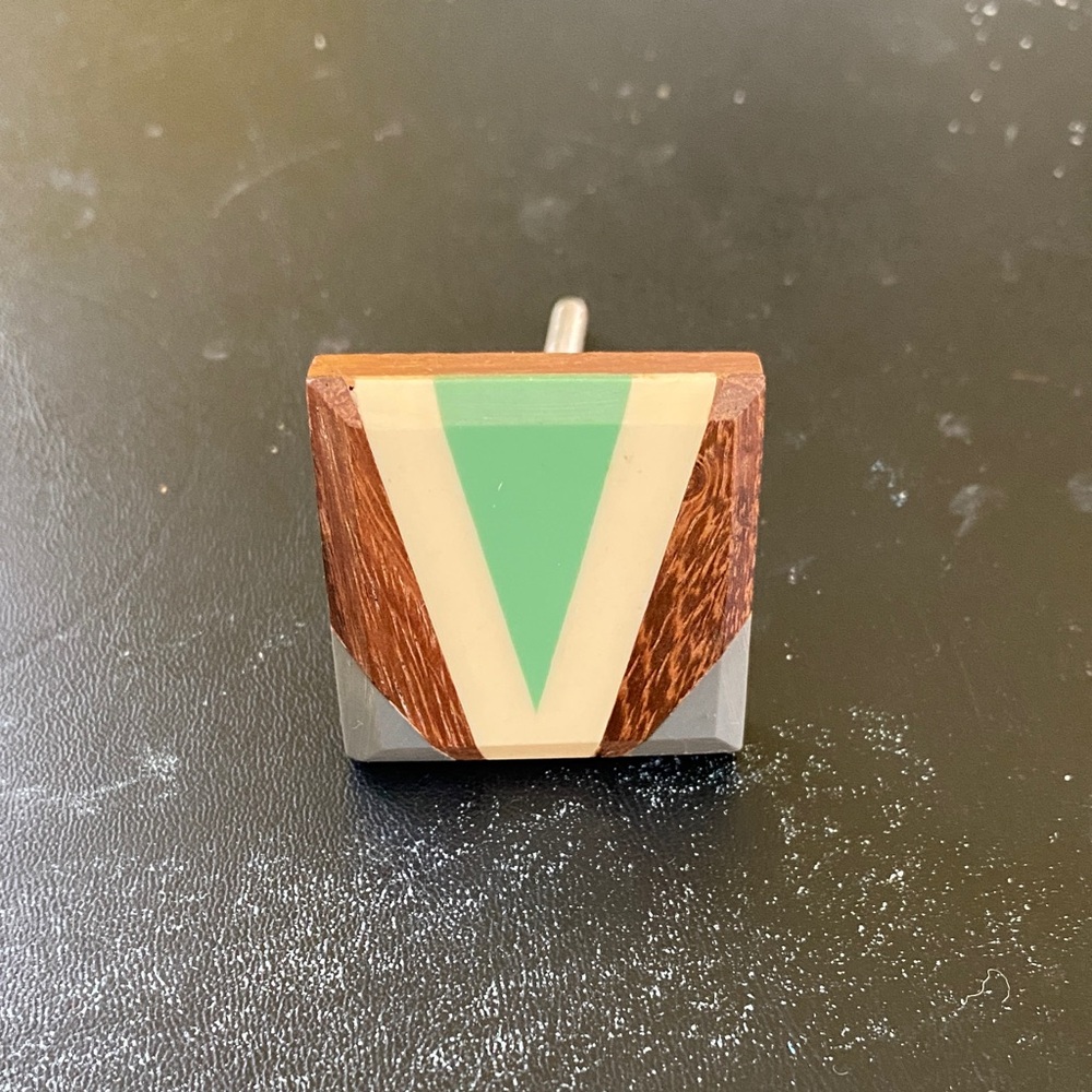 Anthropologie Green and Brown Geometric Knob